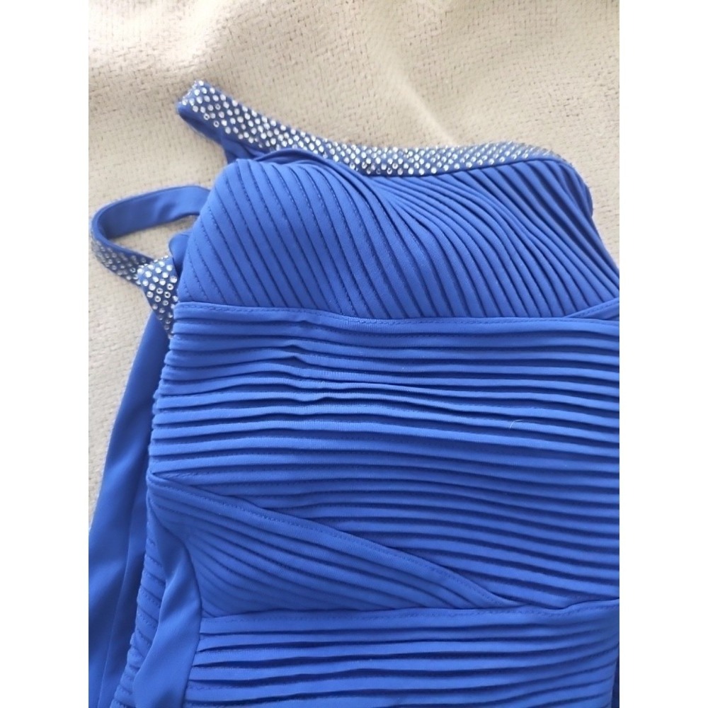 Women's Dress Sz 14 Royal Blue Textured Bodice Beaded Neckline Formal/Party CK - Picture 10 of 10